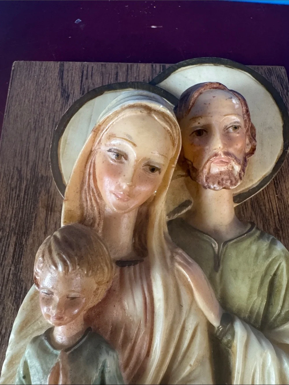 Vintage Holy Family Wall Plaque Jesus Virgin Mary Joseph Roman Italy Religion